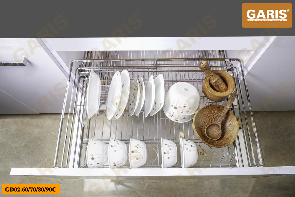 Giá bát đĩa đa năng, nan vuông, bề mặt mạ chrome, dùng cho cánh kéo