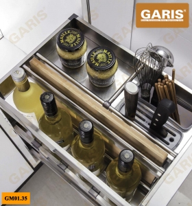 Giá dao thớt, gia vị, chai lọ đa năng, inox tấm, dùng cho cánh kéo GM01.35 