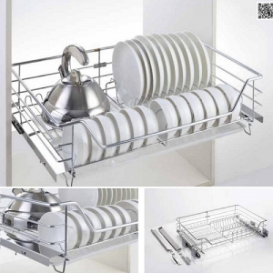 Giá Bát Đĩa Inox Nan Âm Tủ, Ray Giảm Chấn EUROGOLD EG6260