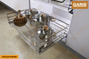 Giá xoong nồi, nan vuông, bề mặt mạ chrome, dùng được cho cả cánh mở hoặc cánh kéo